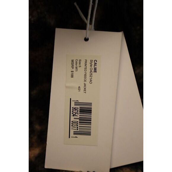 Calme by Johnny Was Size Small Printed Sherpa Fleece Jacket Brown/Multi - Picture 12 of 14